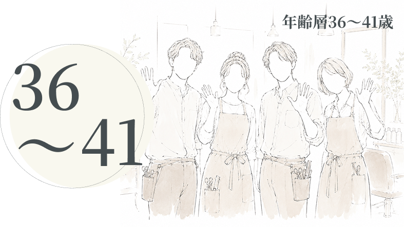 年齢層36〜41歳のglowスタッフ4名を描いたイラスト